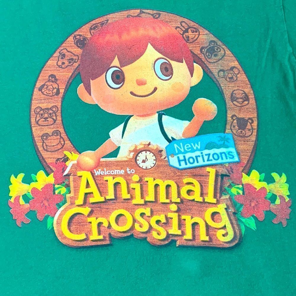 Animal Crossing New Horizons Game Graphic T-Shirt M Kids Green